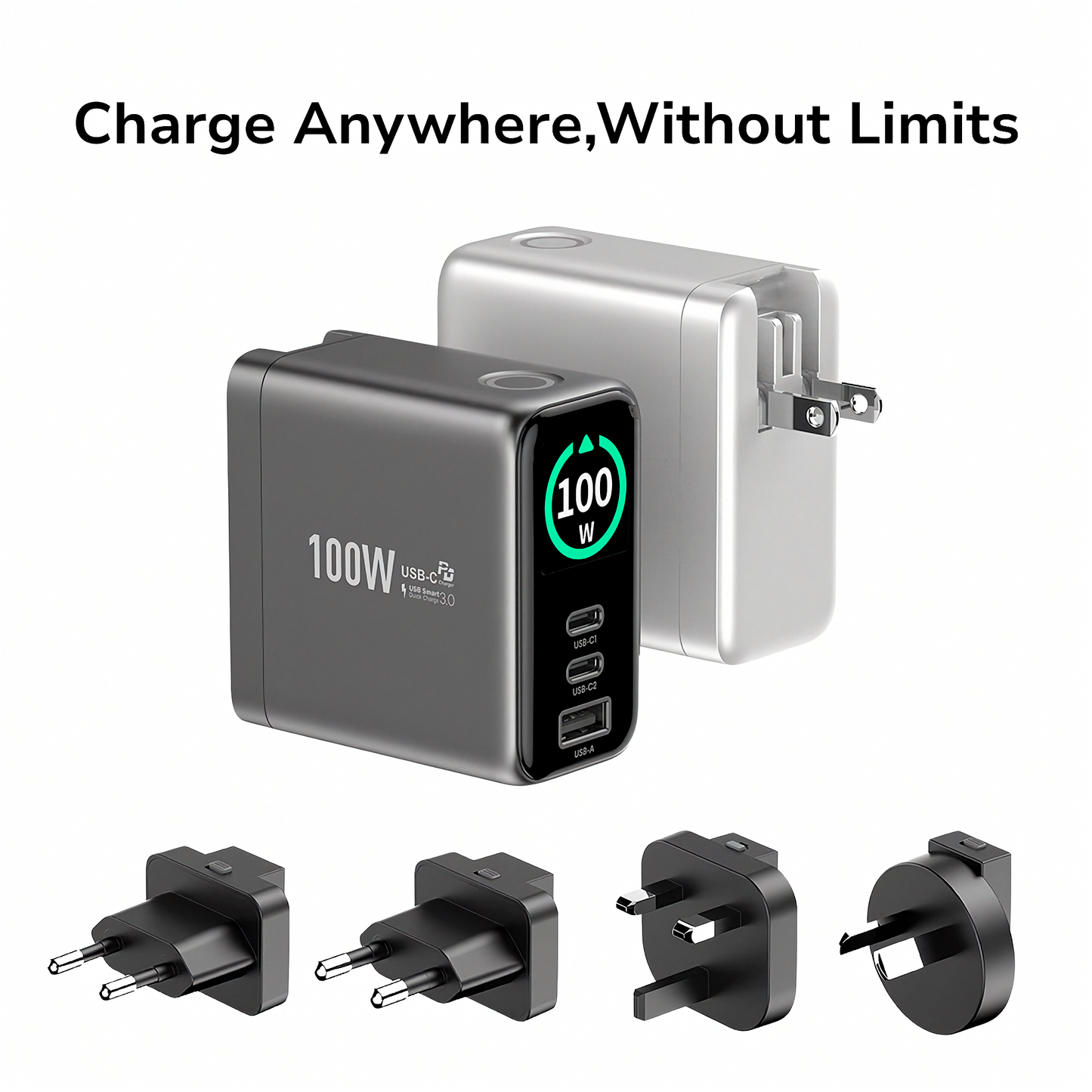 EnoVolt Pro™ 100W — Turbo GaN Fast Wall Charger — Multi-Device Power