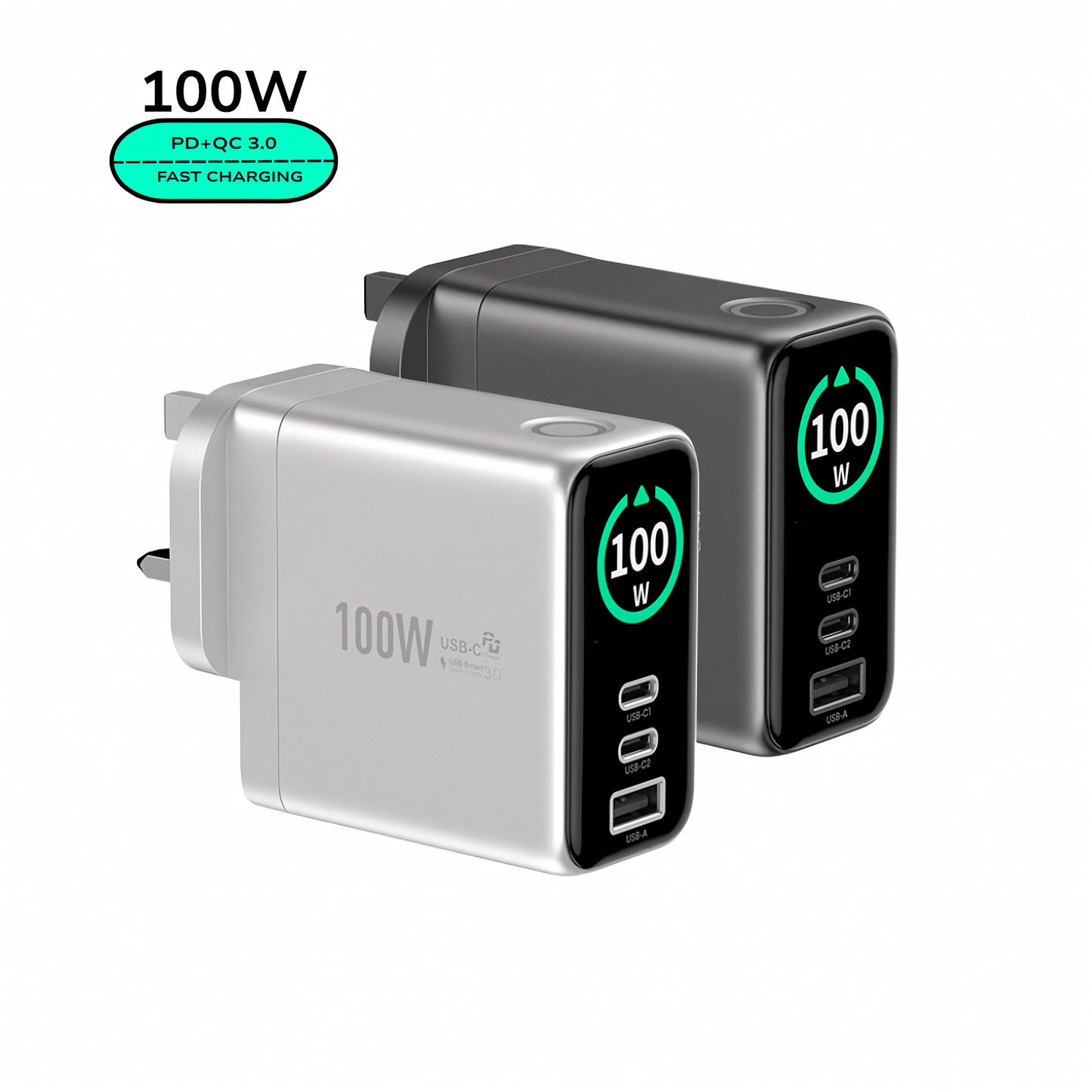 EnoVolt Pro™ 100W — Turbo GaN Fast Wall Charger — Multi-Device Power