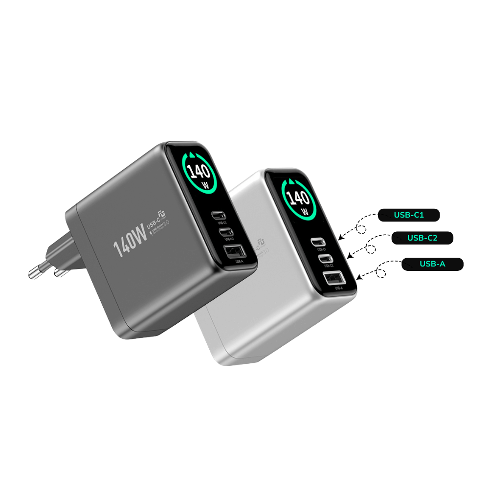 EnoVolt Pro™ 140W — Ultra GaN Fast Wall Charger  — Multi-Device Power