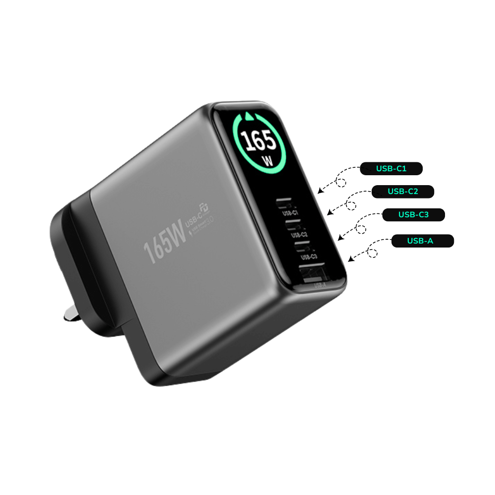 EnoVolt Pro™ 165W — Max GaN Fast Wall Charger — Multi-Device Power